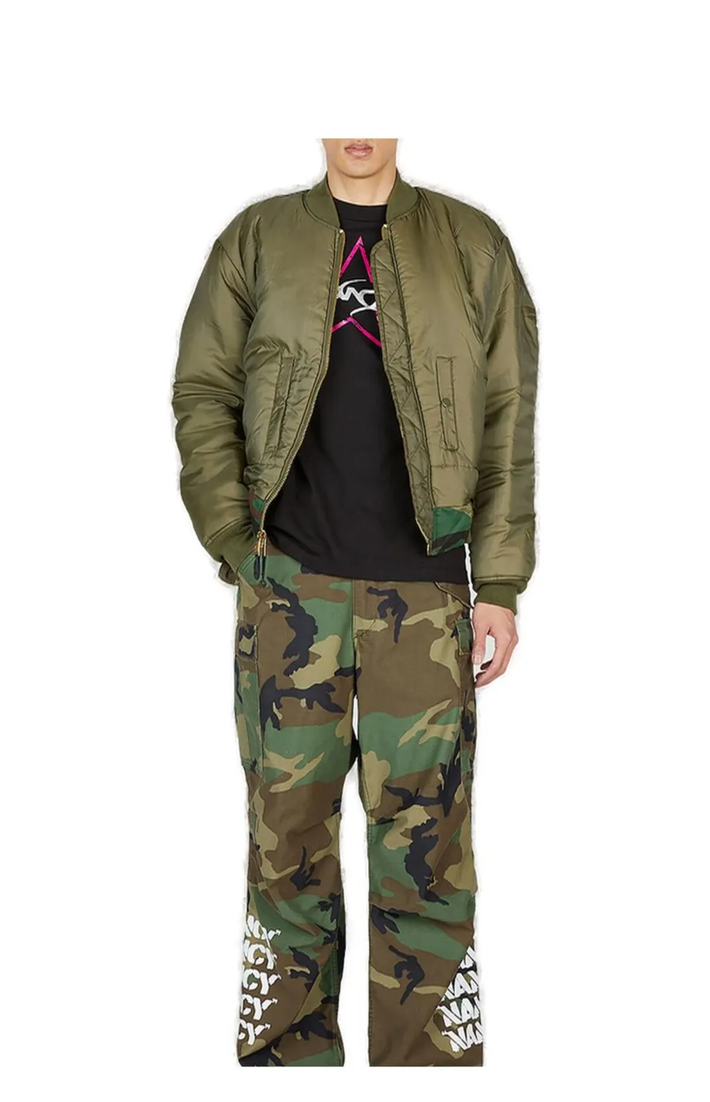 Nancy Camouflage Zipped Bomber Jacket