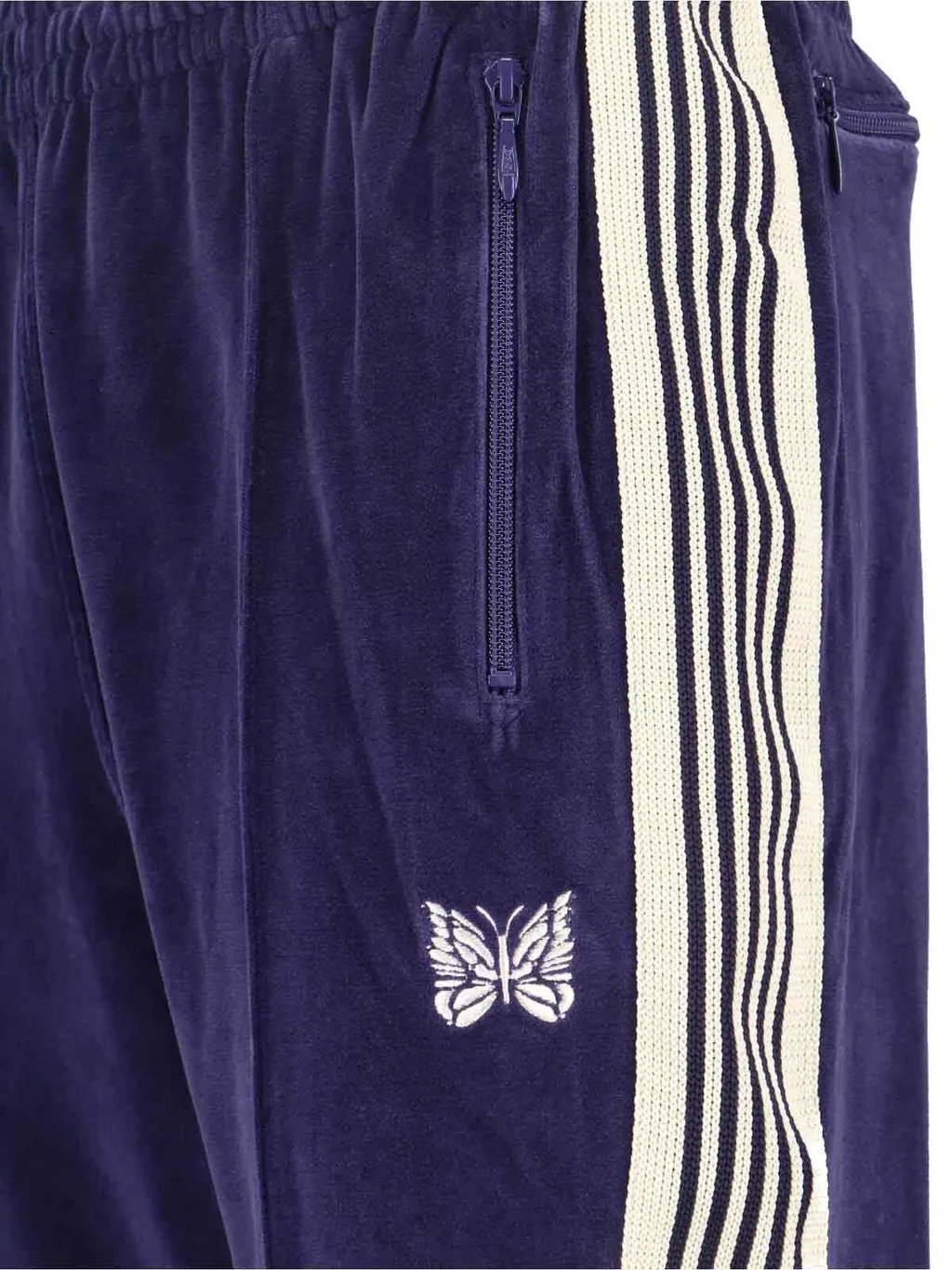 Needles Logo Embroidered Velvet Trousers