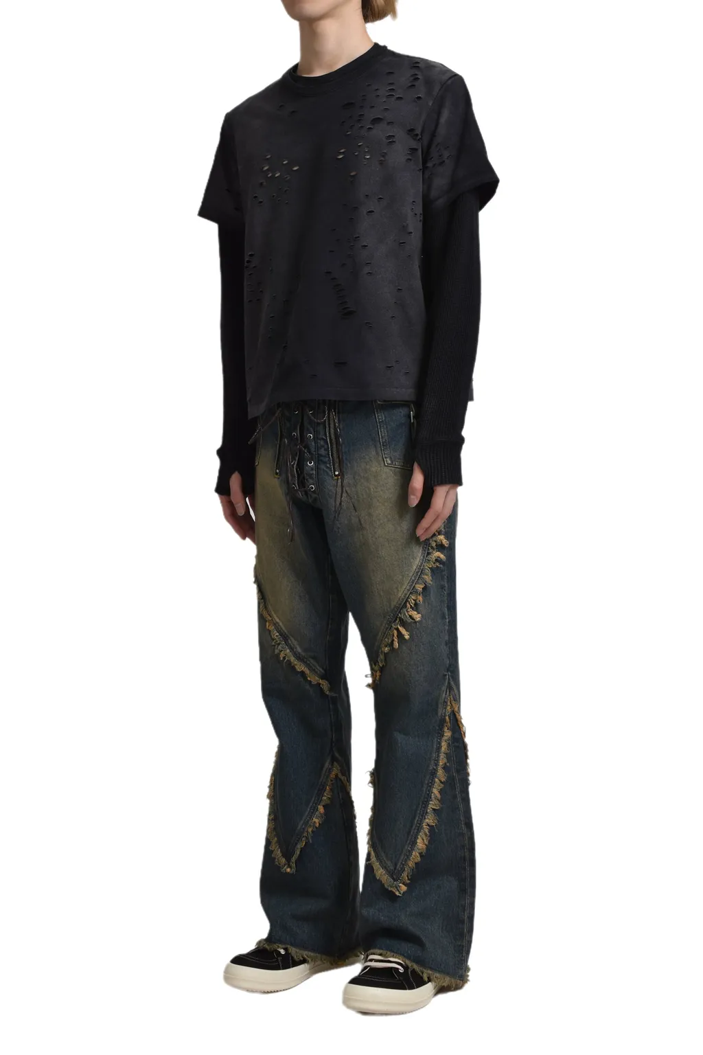 Fringe Denim Pants / Ind