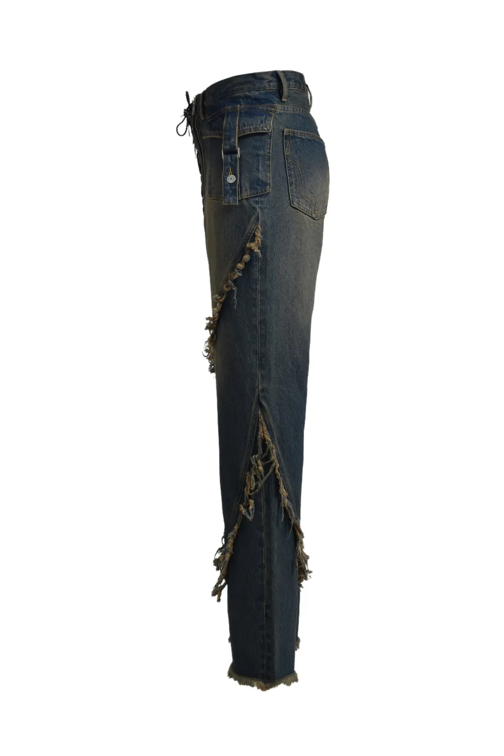 Fringe Denim Pants / Ind