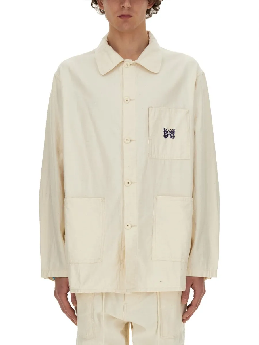 Needles Logo Embroidered Long-Sleeved Overshirt