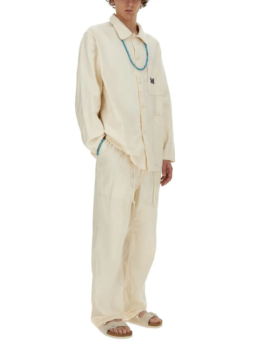 Needles Logo Embroidered Long-Sleeved Overshirt
