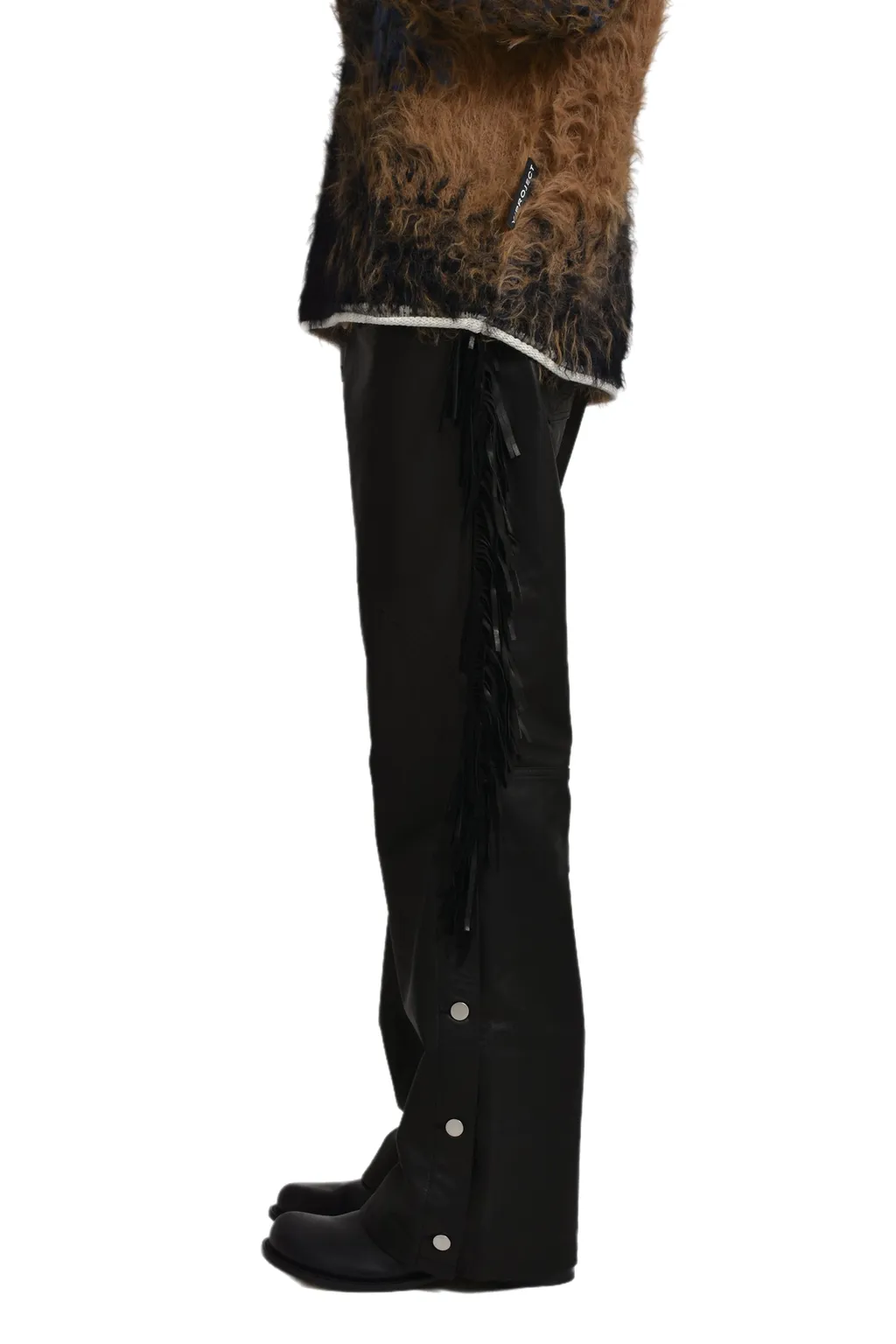 Leather Fringe Pants / Black