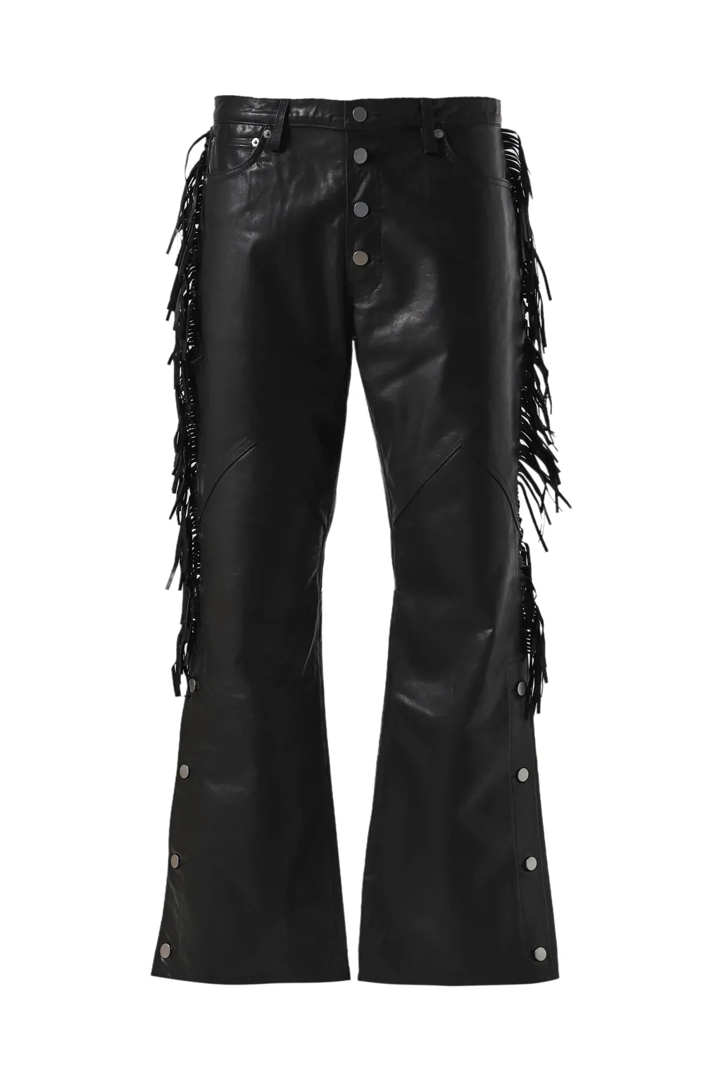 Leather Fringe Pants / Black