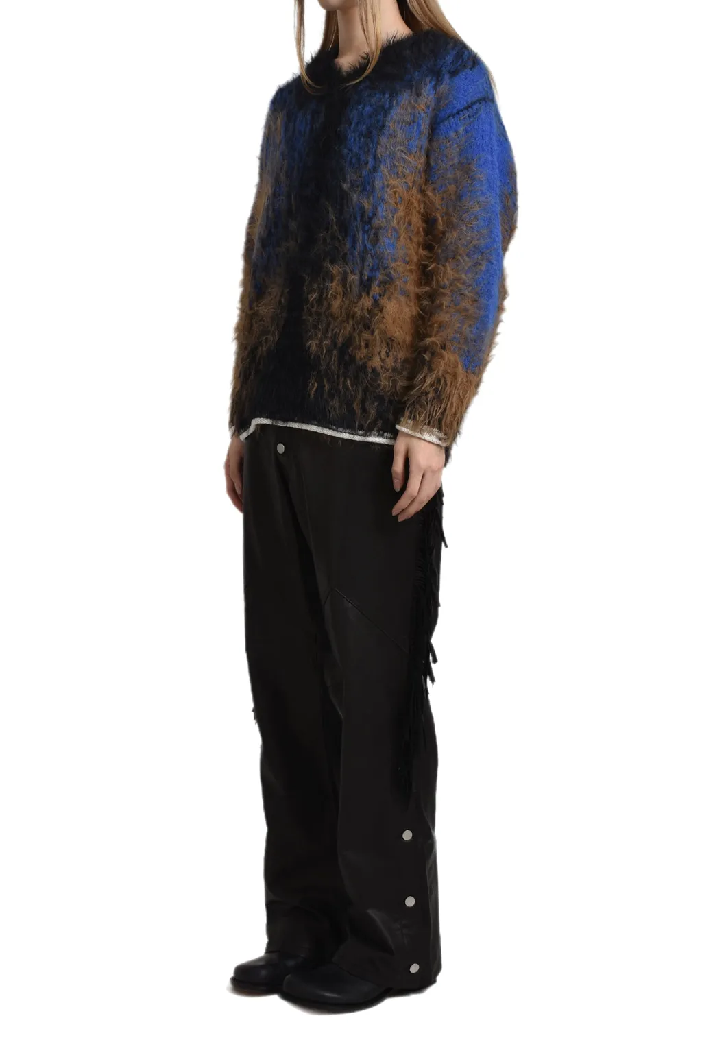 Leather Fringe Pants / Black