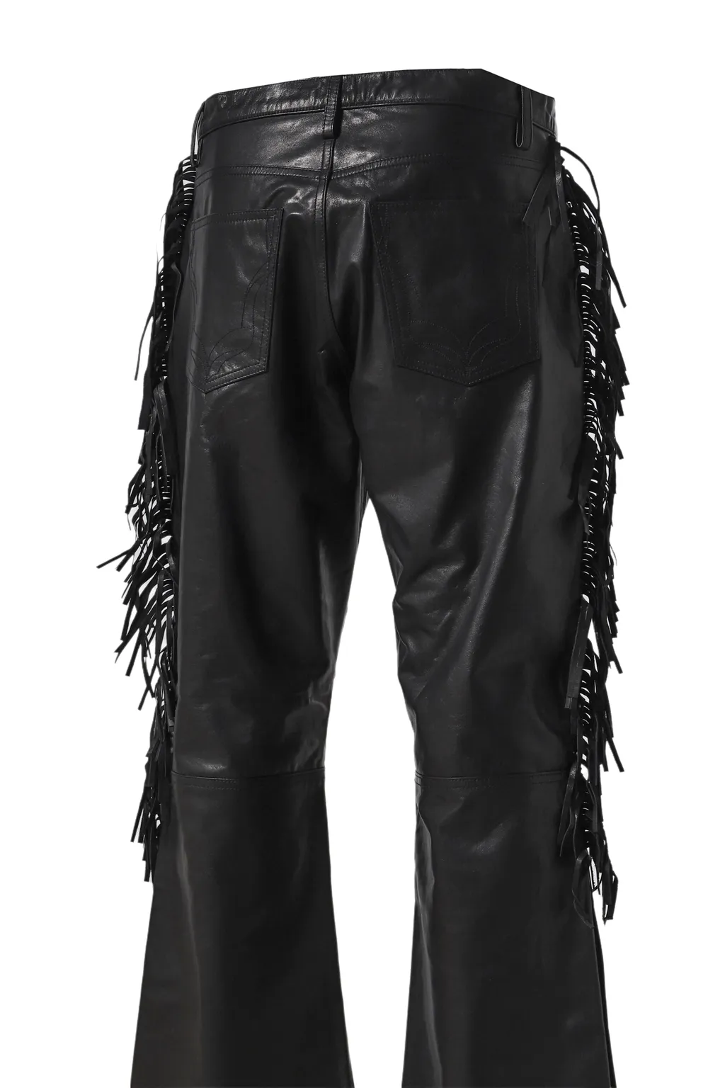 Leather Fringe Pants / Black