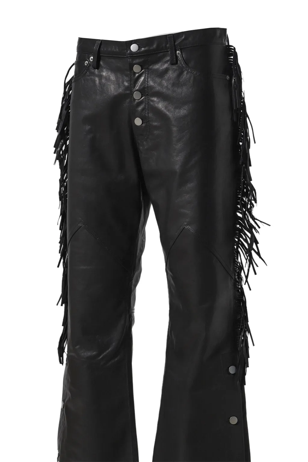 Leather Fringe Pants / Black