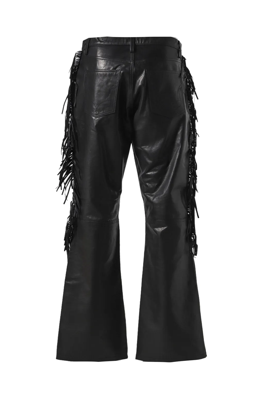 Leather Fringe Pants / Black