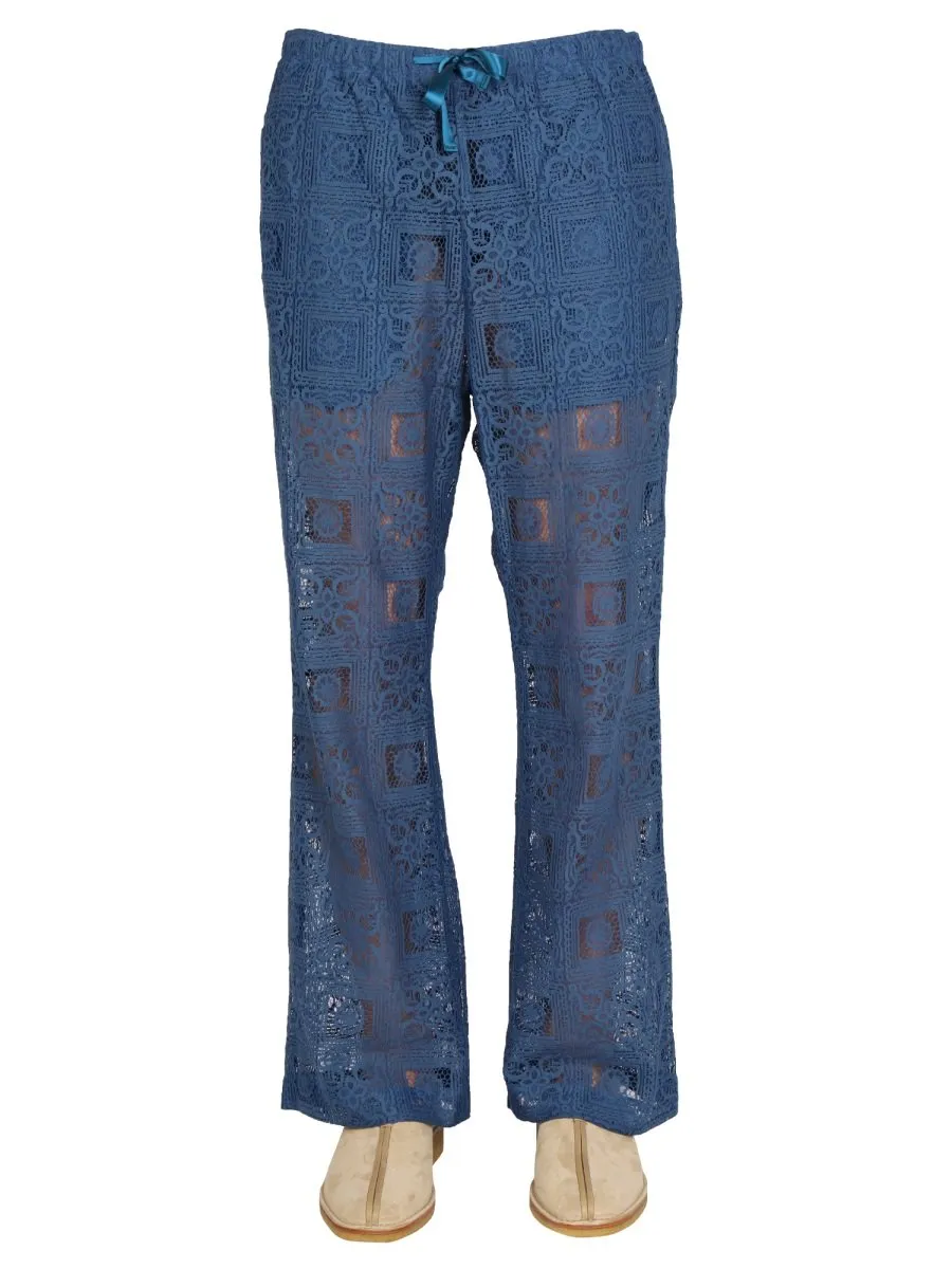 Needles Lace Detailed Drawstring Cropped Trousers