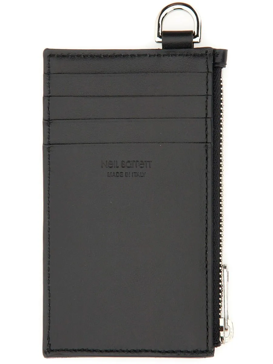 Neil Barrett Logo Printed Zipped Strapped Card Holder