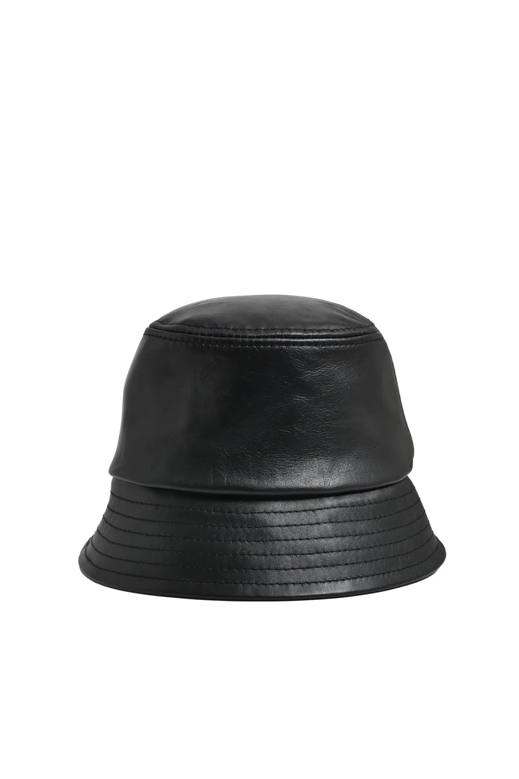 Newrich Leather Bucket Hat / Blk