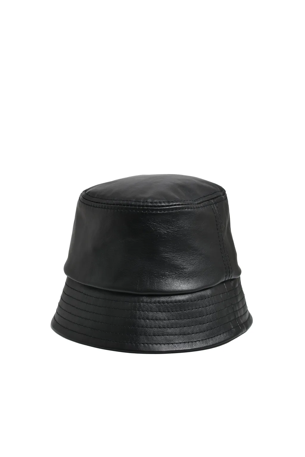 Newrich Leather Bucket Hat / Blk