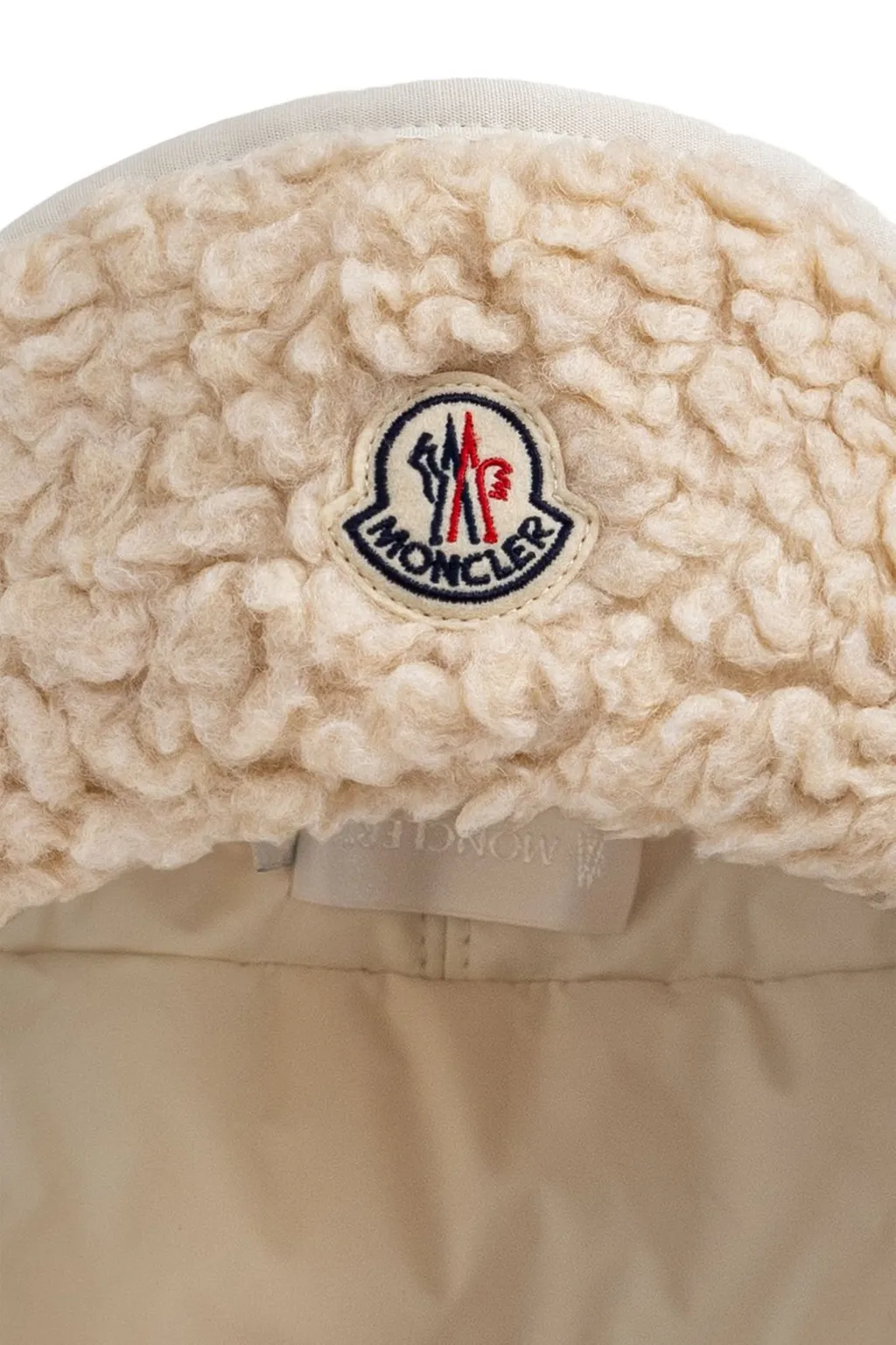 Moncler Logo Patch Reversible Teddy Hat
