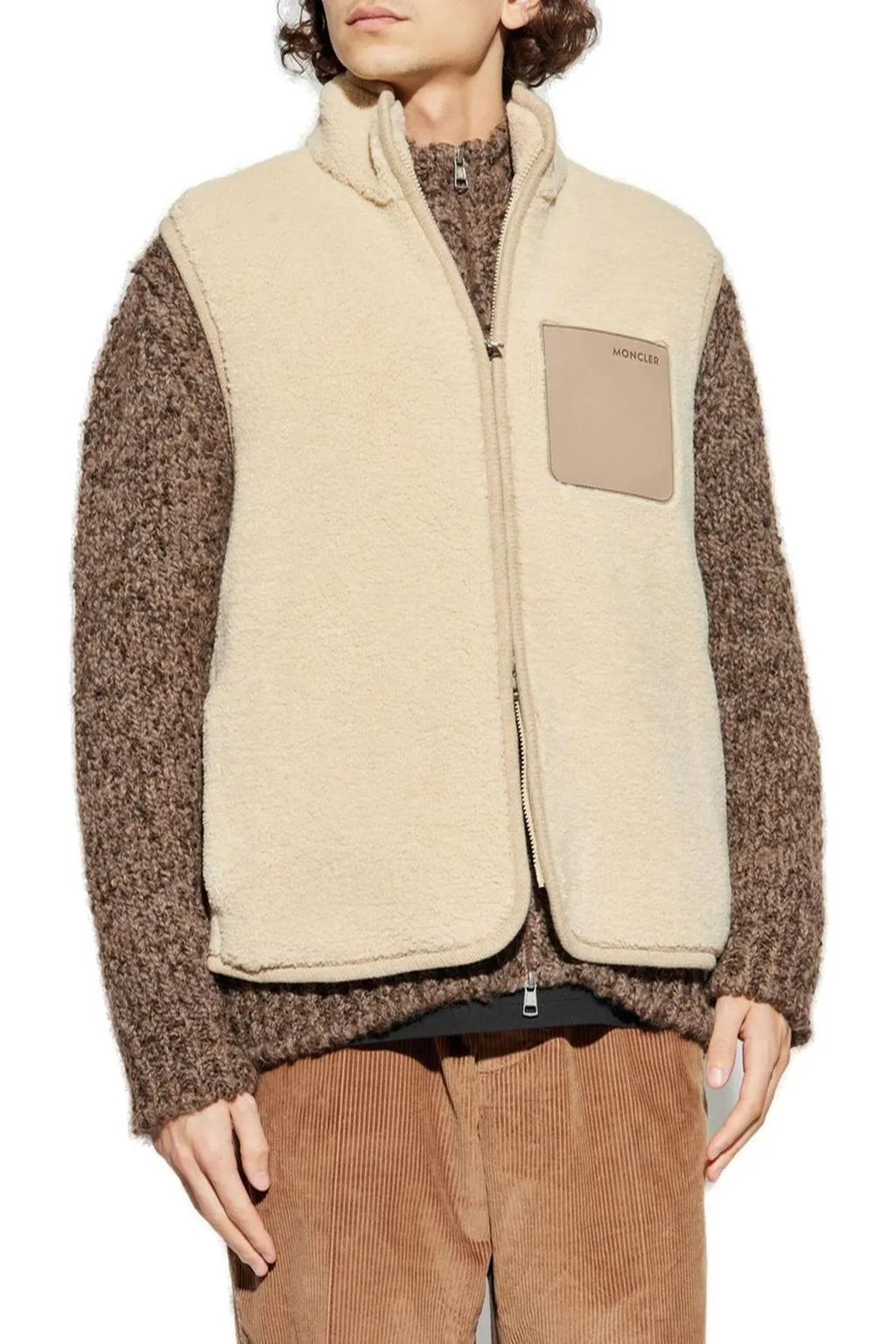 Moncler Logo Patch Zip-Up Teddy Gilet