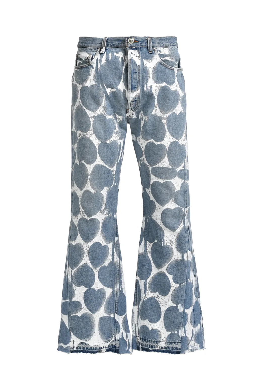 Heart Printed Denim Blu
