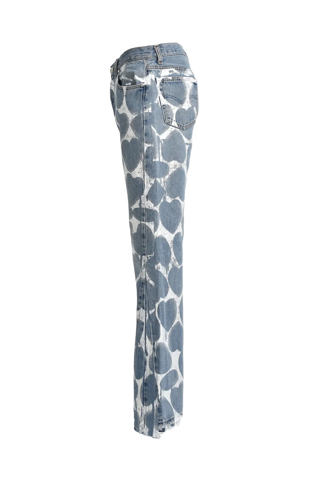 Heart Printed Denim Blu