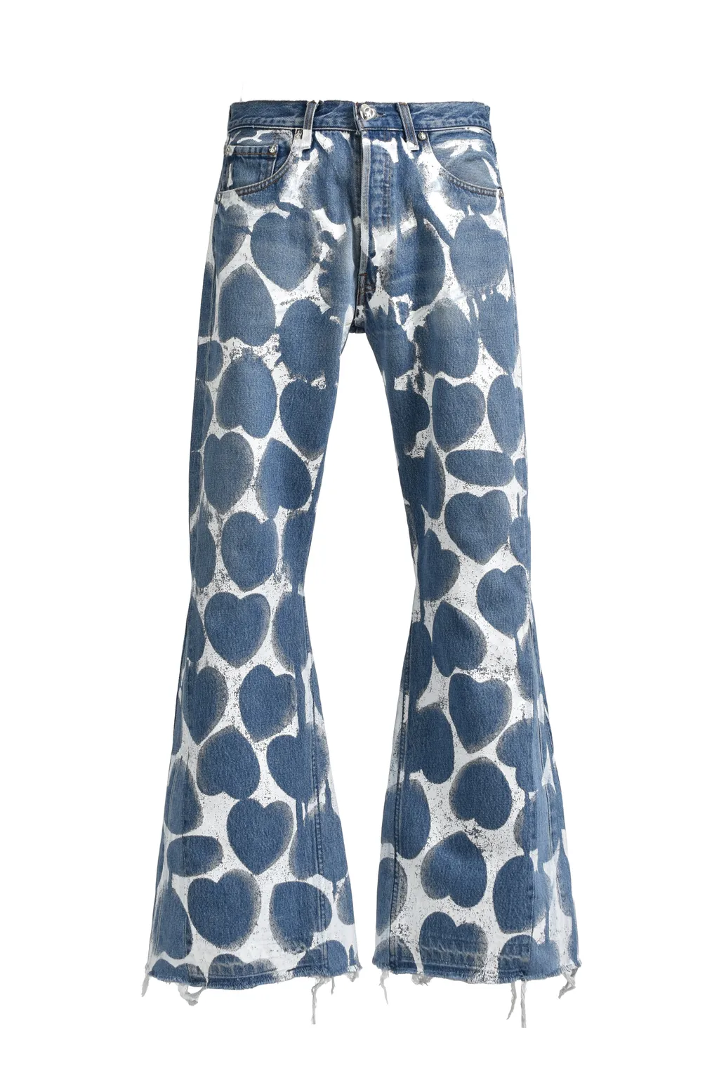 Heart Printed Denim Blu