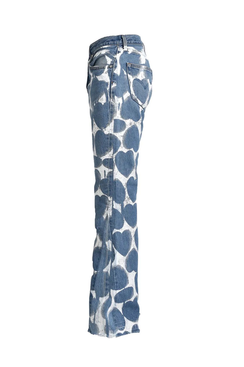 Heart Printed Denim Blu