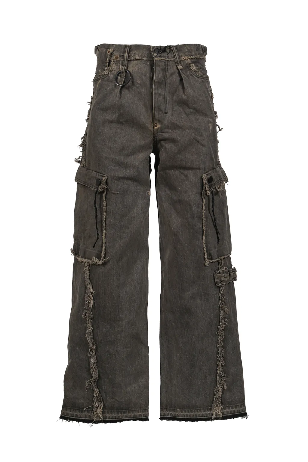 Cut Off Slash Seam Twist Cargo Jeans / Dust Gry