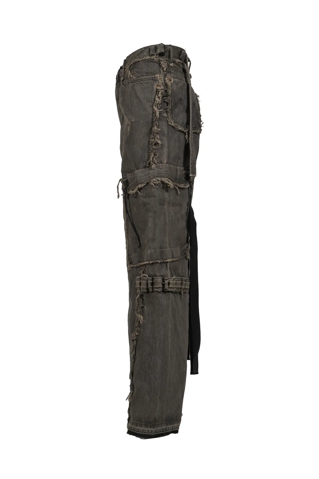 Cut Off Slash Seam Twist Cargo Jeans / Dust Gry