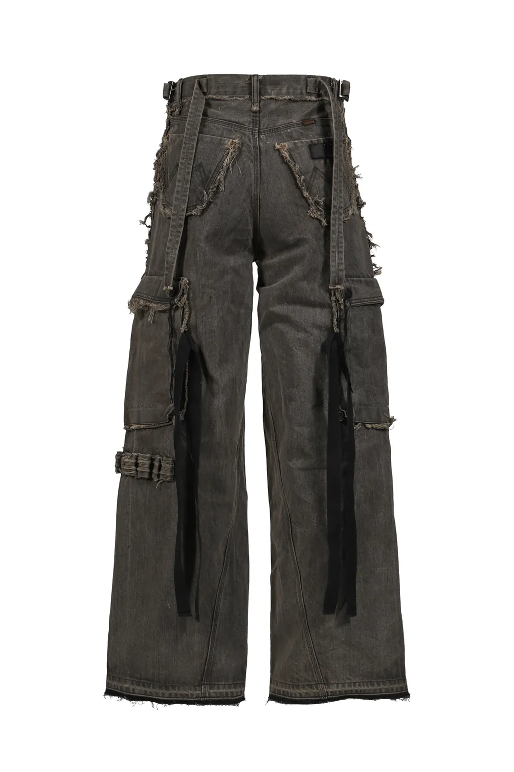 Cut Off Slash Seam Twist Cargo Jeans / Dust Gry