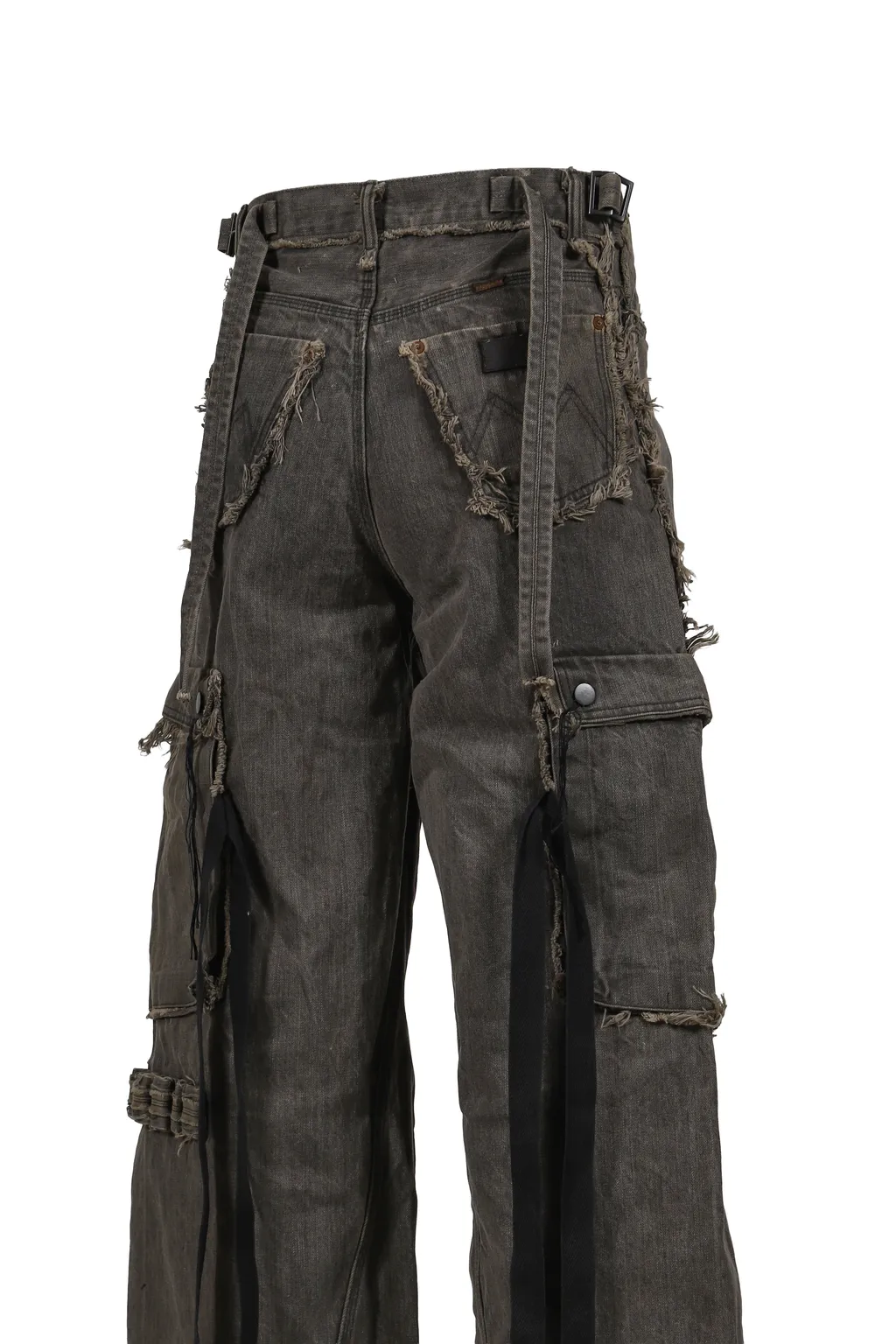 Cut Off Slash Seam Twist Cargo Jeans / Dust Gry