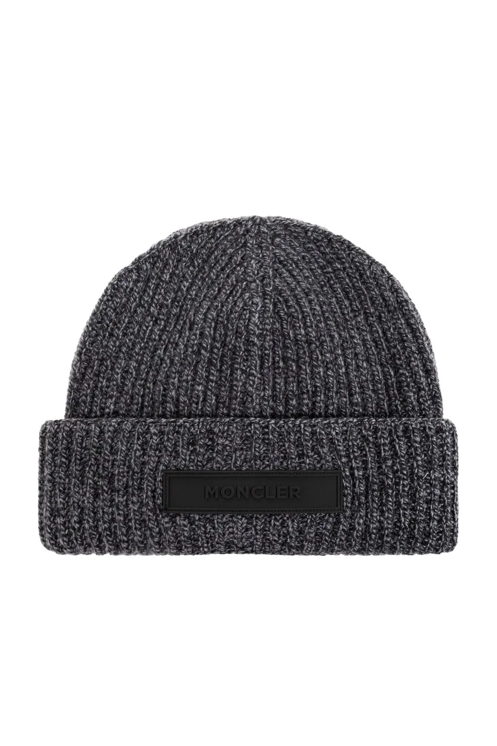 Moncler Logo Patch Ribbed Beanie