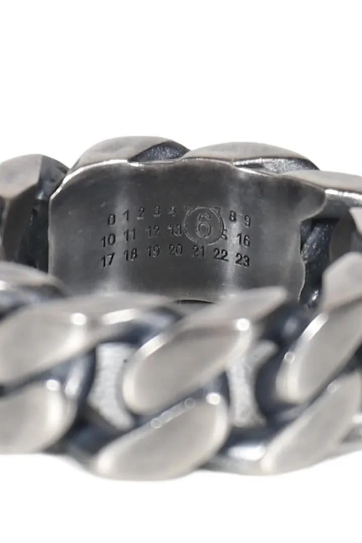 Minimal Logo Curb Ring / Argento Brunito