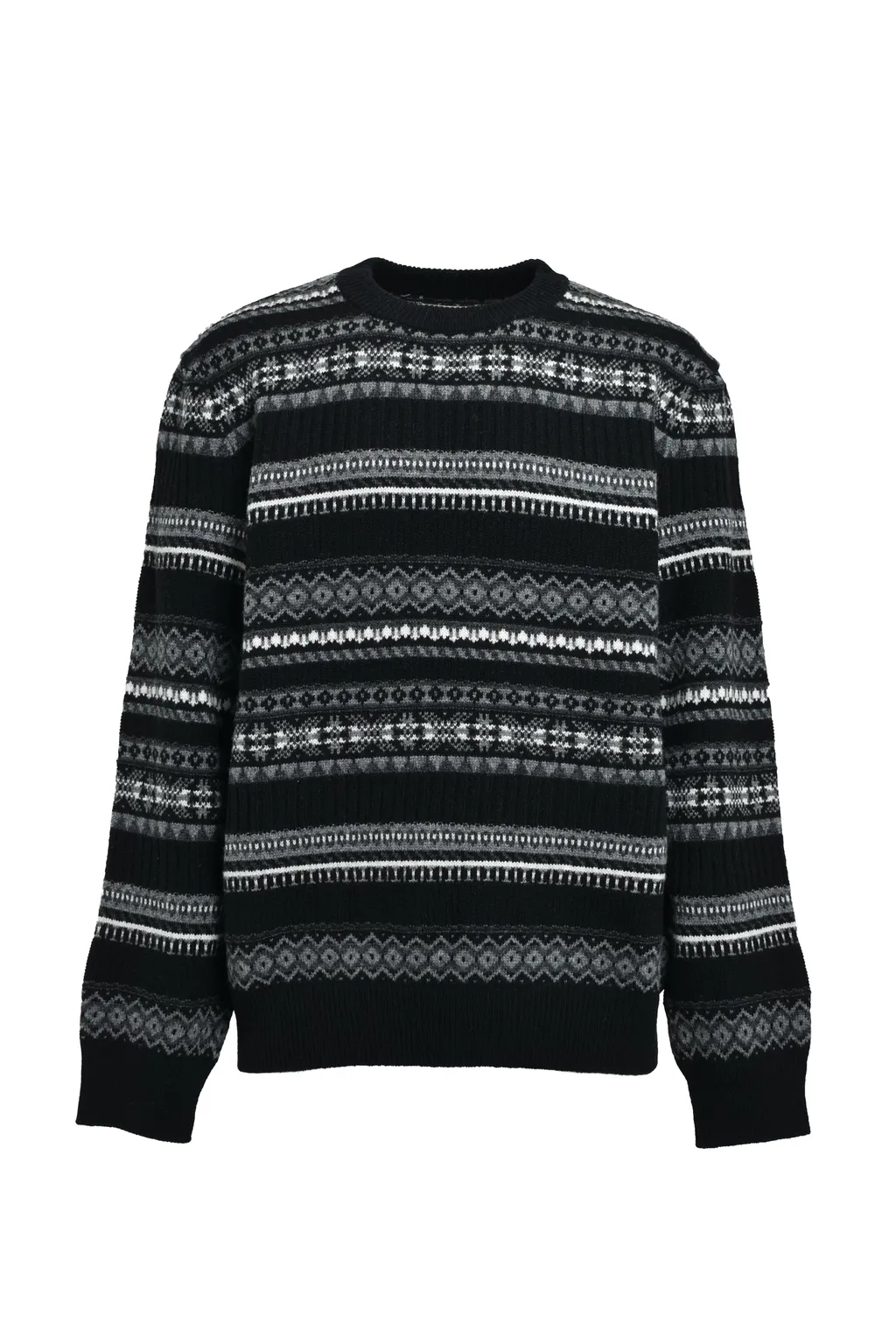 Fair Isle Crew Neck Sweater / Blk Mono