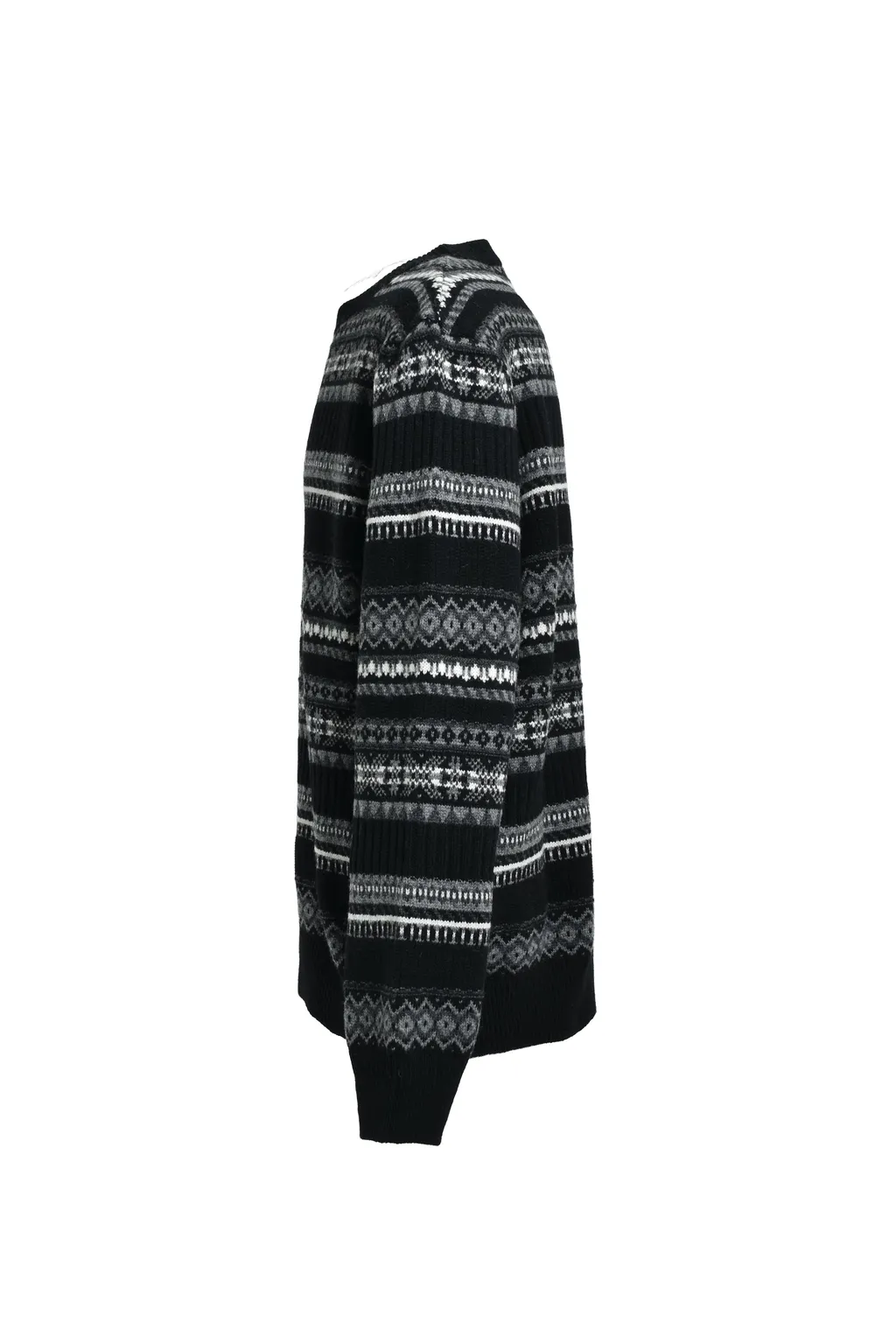 Fair Isle Crew Neck Sweater / Blk Mono