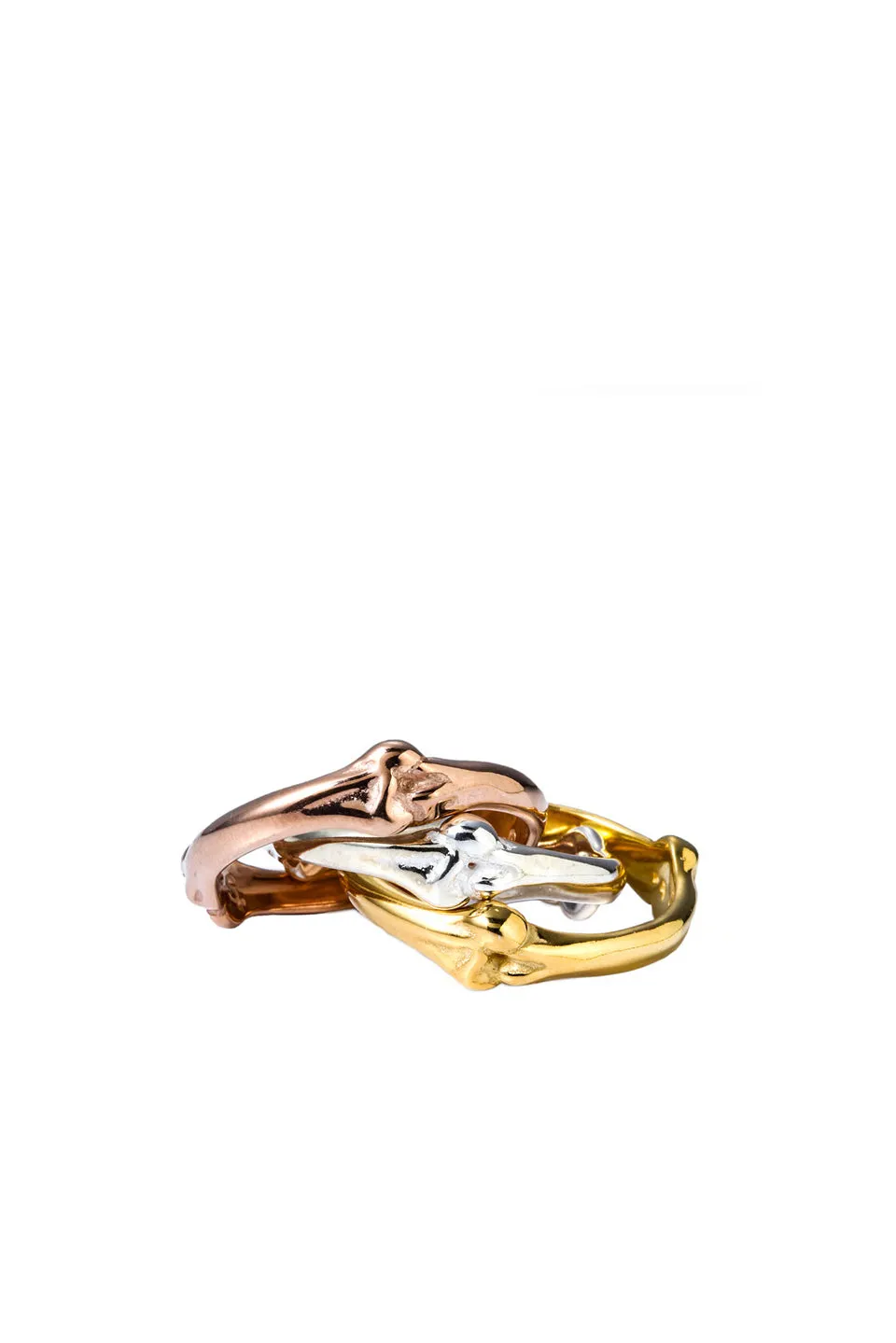 Bone Shaped Trinity Ring / Sil
