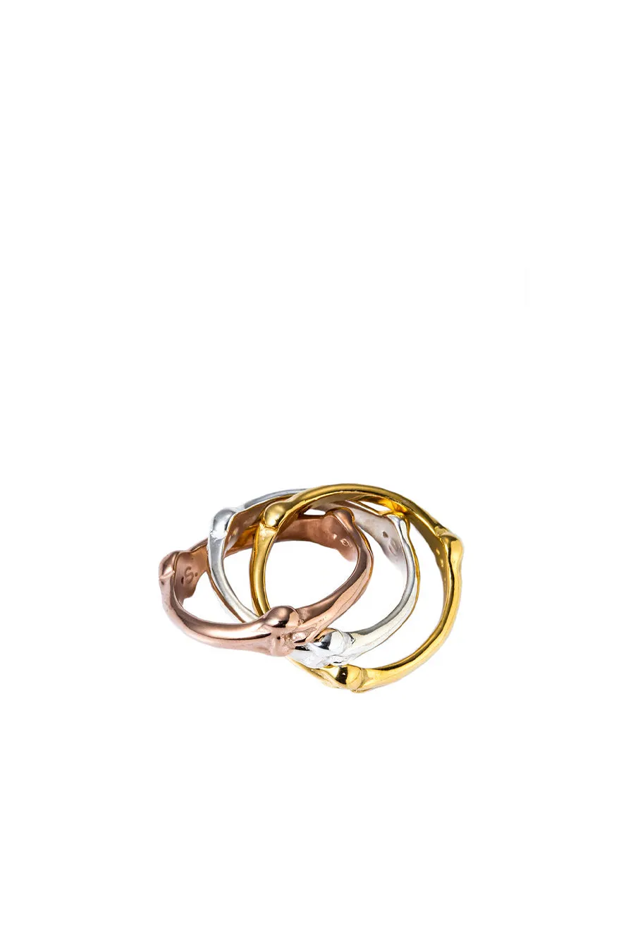 Bone Shaped Trinity Ring / Sil