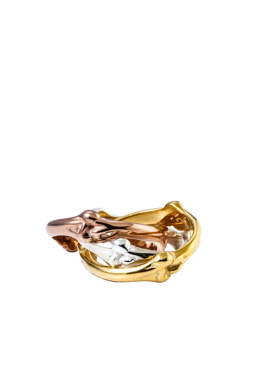 Bone Shaped Trinity Ring / Sil