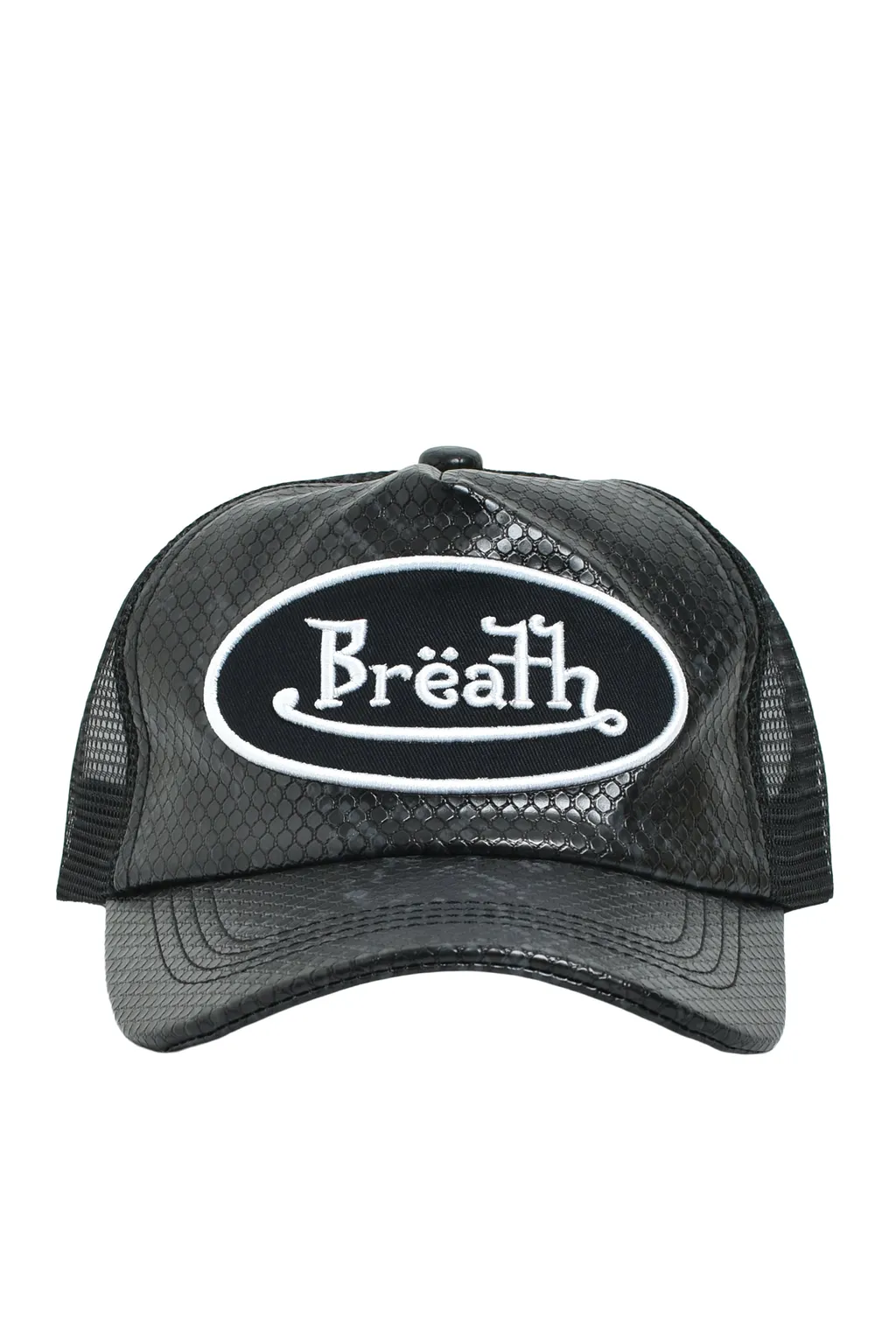 Faux Snake Leather Cap / Black