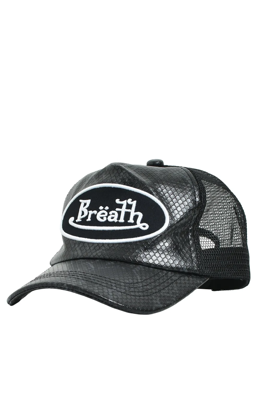 Faux Snake Leather Cap / Black