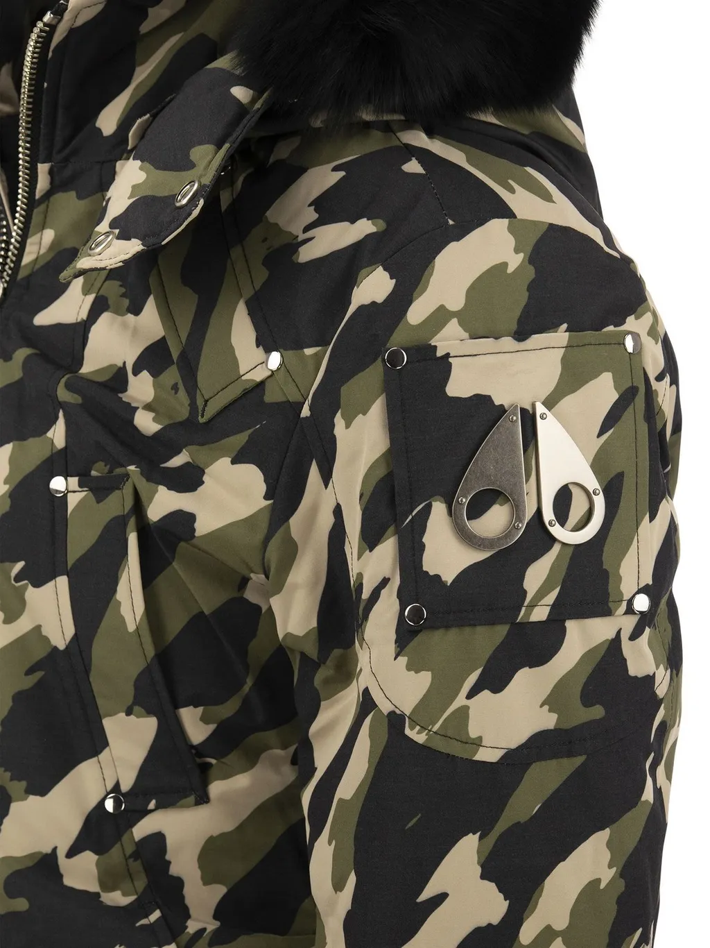 Moose Knuckles Camouflage Printed Hooded Jacket