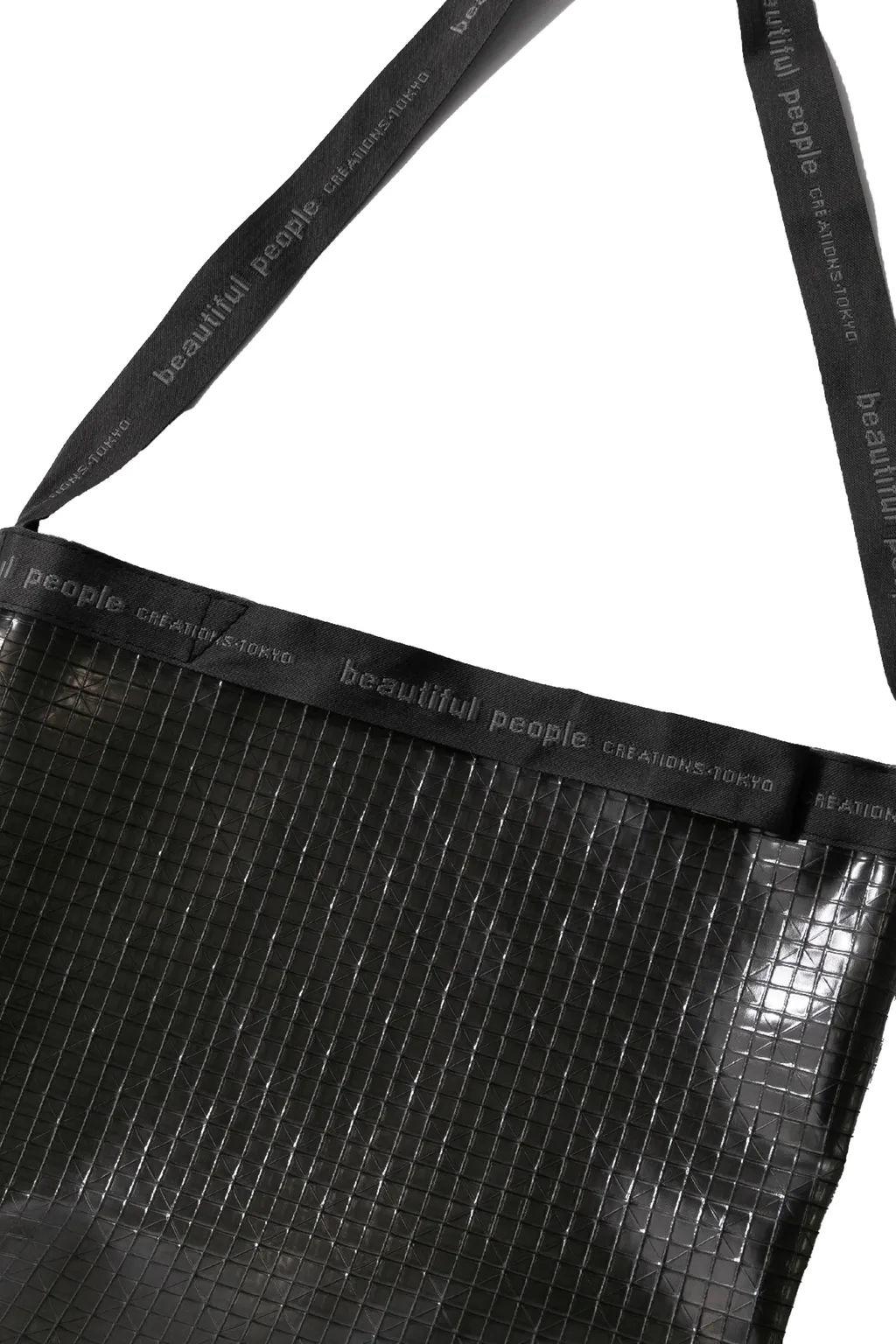Plaid Vinyl Logo Tape Shoulder Bag / Blk