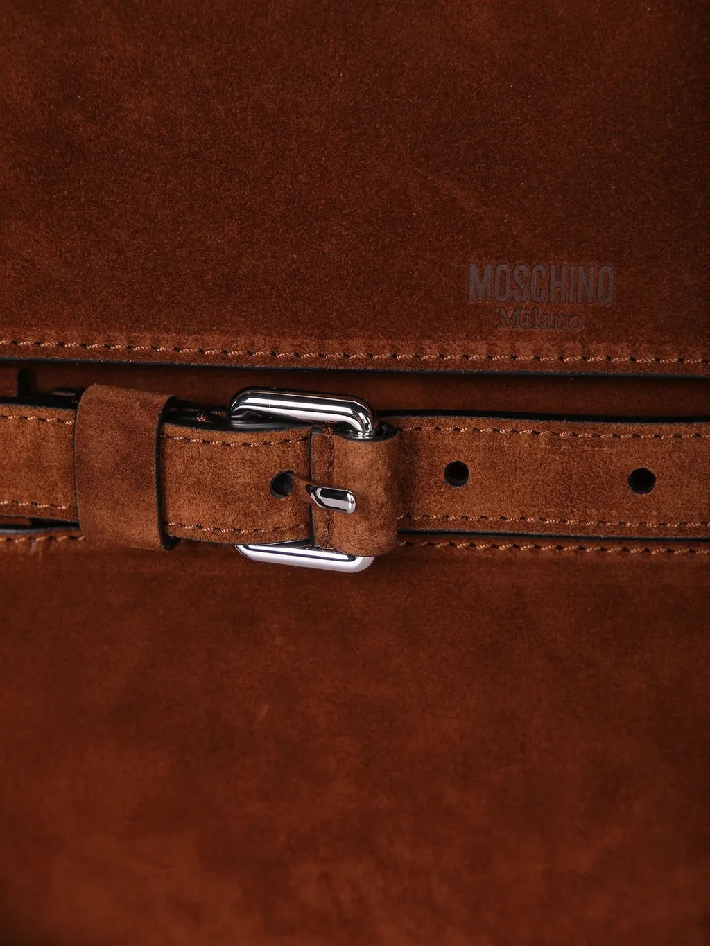 Moschino Foldover Top Buckled Clutch Bag