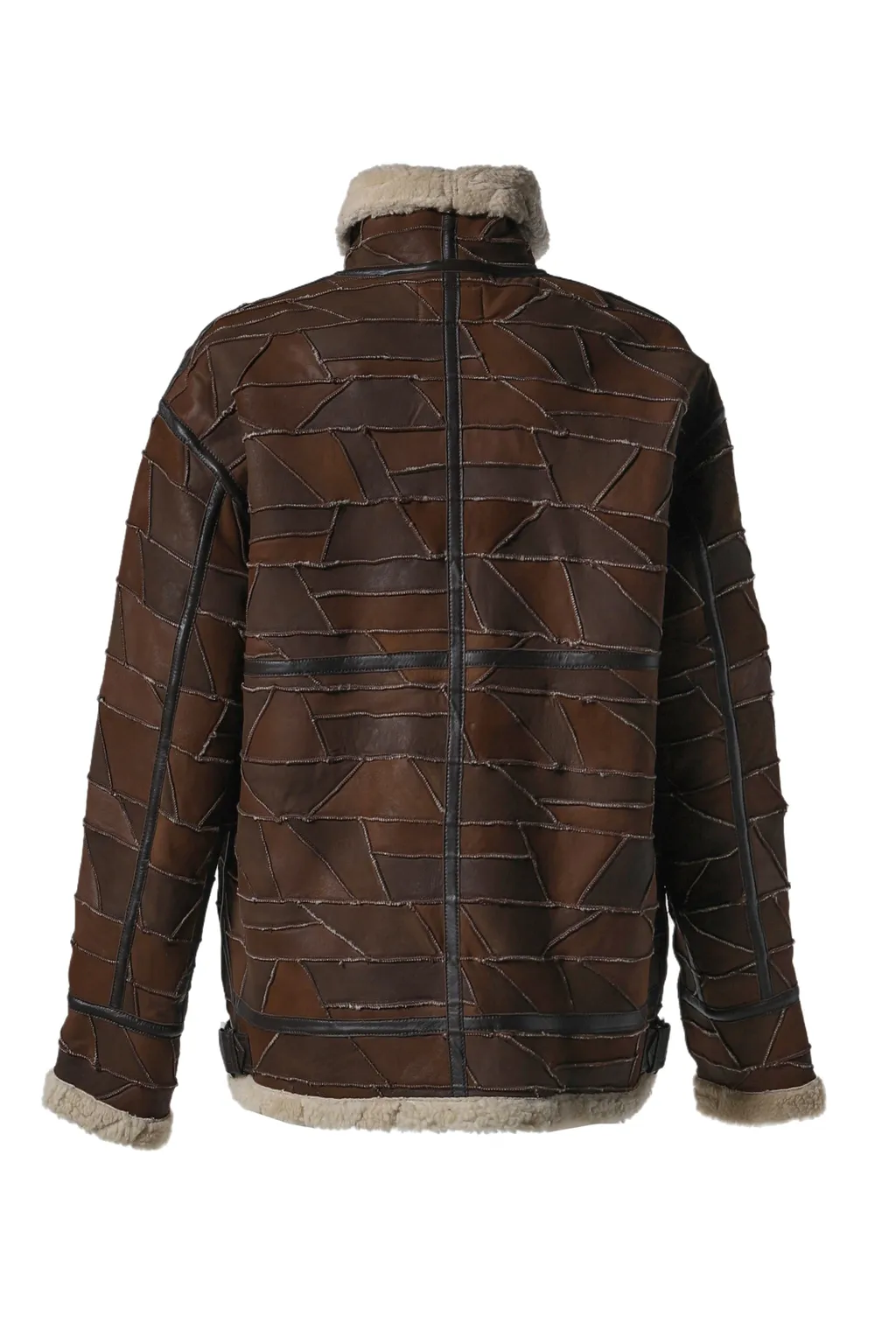 Gusa Patchwork Shearling Jkt / Brw
