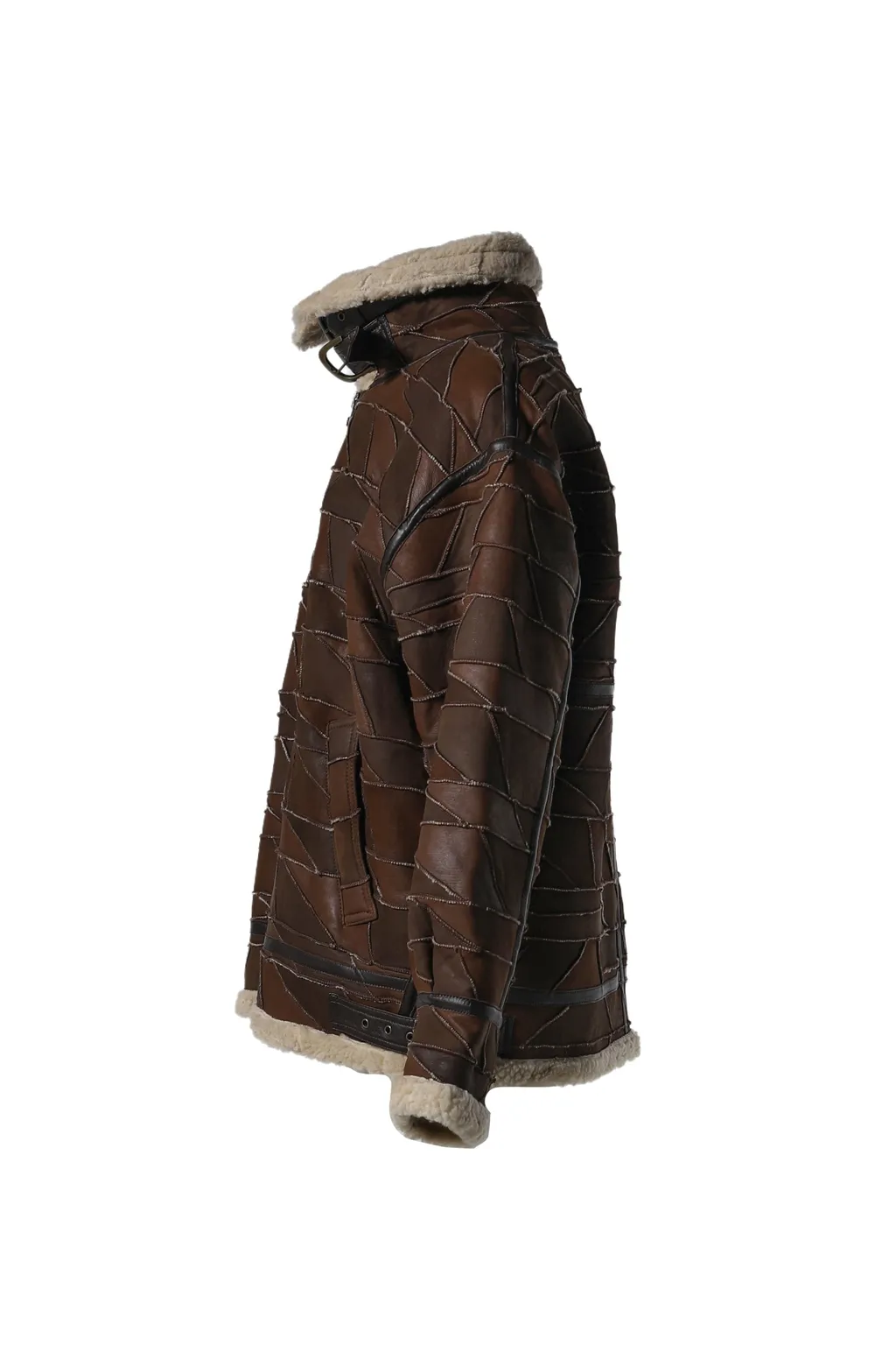 Gusa Patchwork Shearling Jkt / Brw