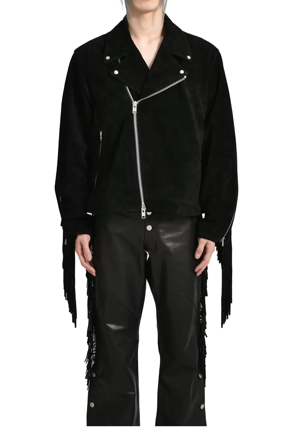 Leather Fringe Riders Jacket / Blk