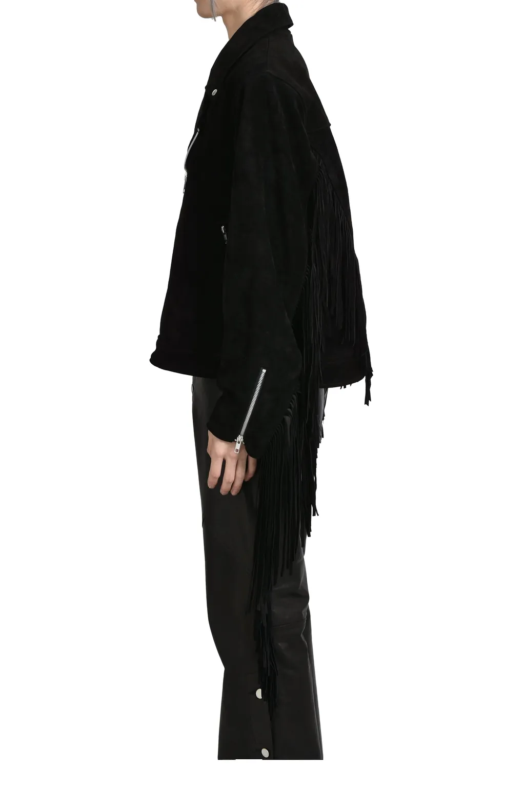 Leather Fringe Riders Jacket / Blk
