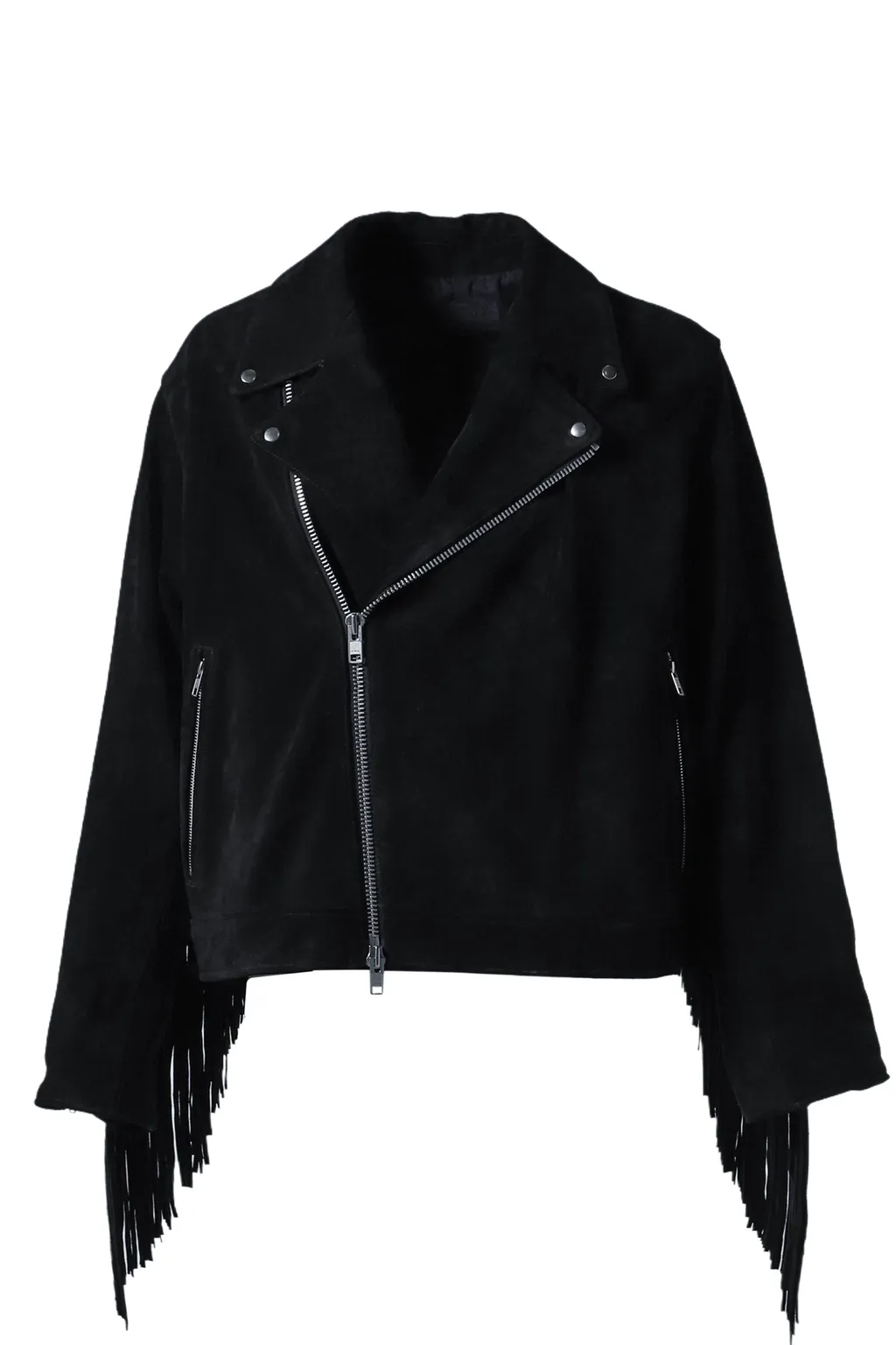 Leather Fringe Riders Jacket / Blk