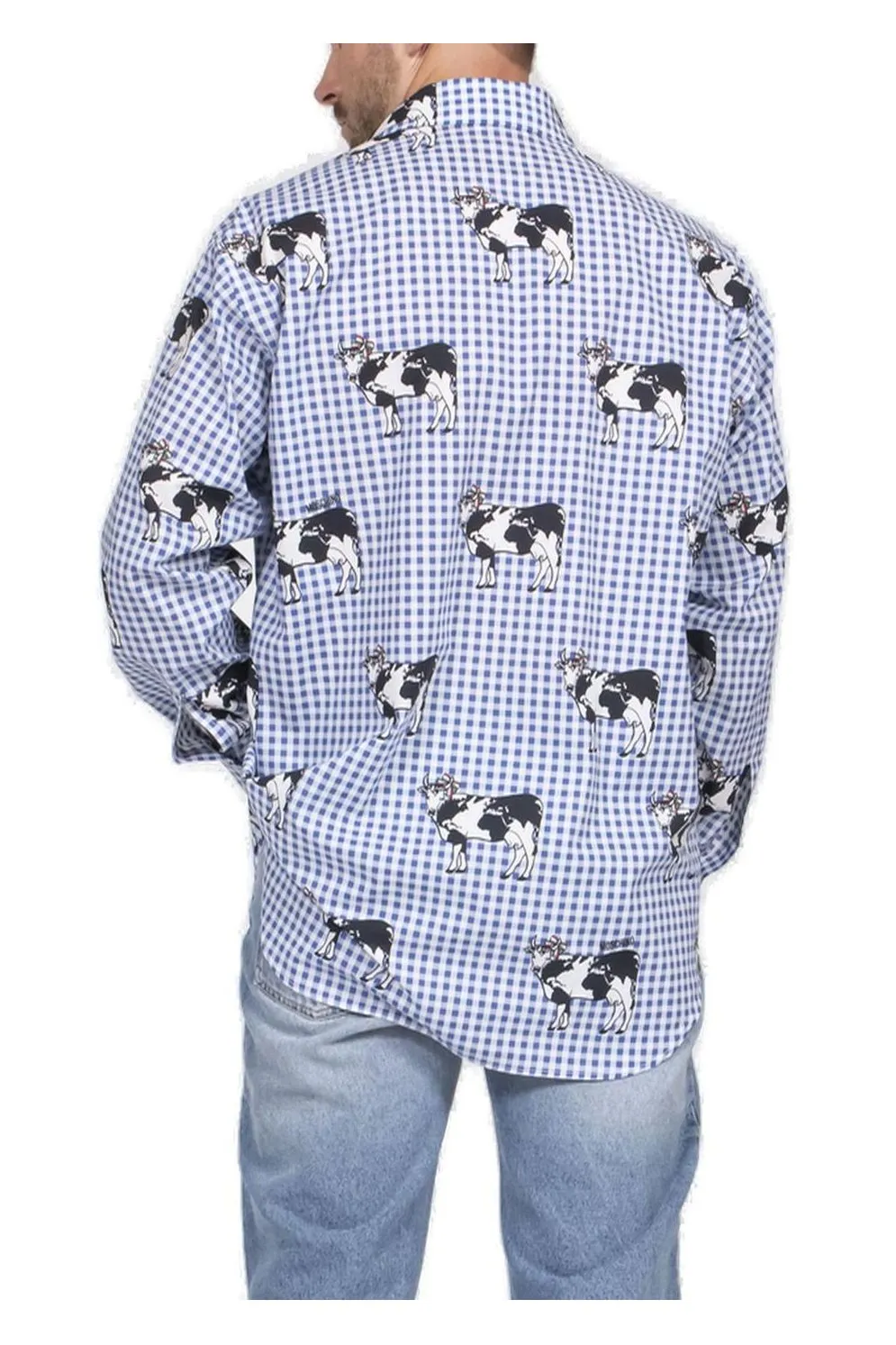 Moschino Cow Printed Long-Sleeved Poplin Shirt