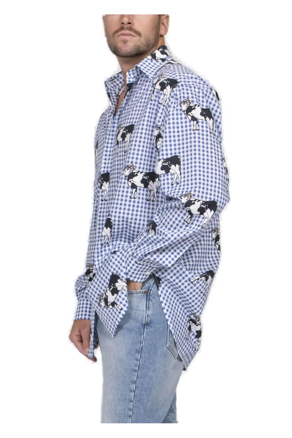 Moschino Cow Printed Long-Sleeved Poplin Shirt