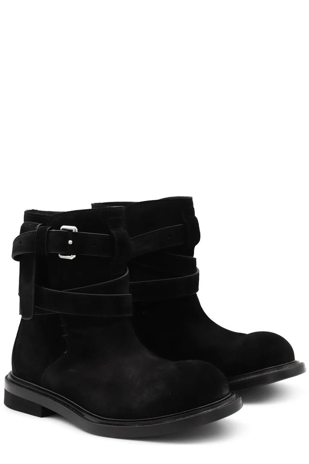 Moschino Rounded Toe Buckled Boots