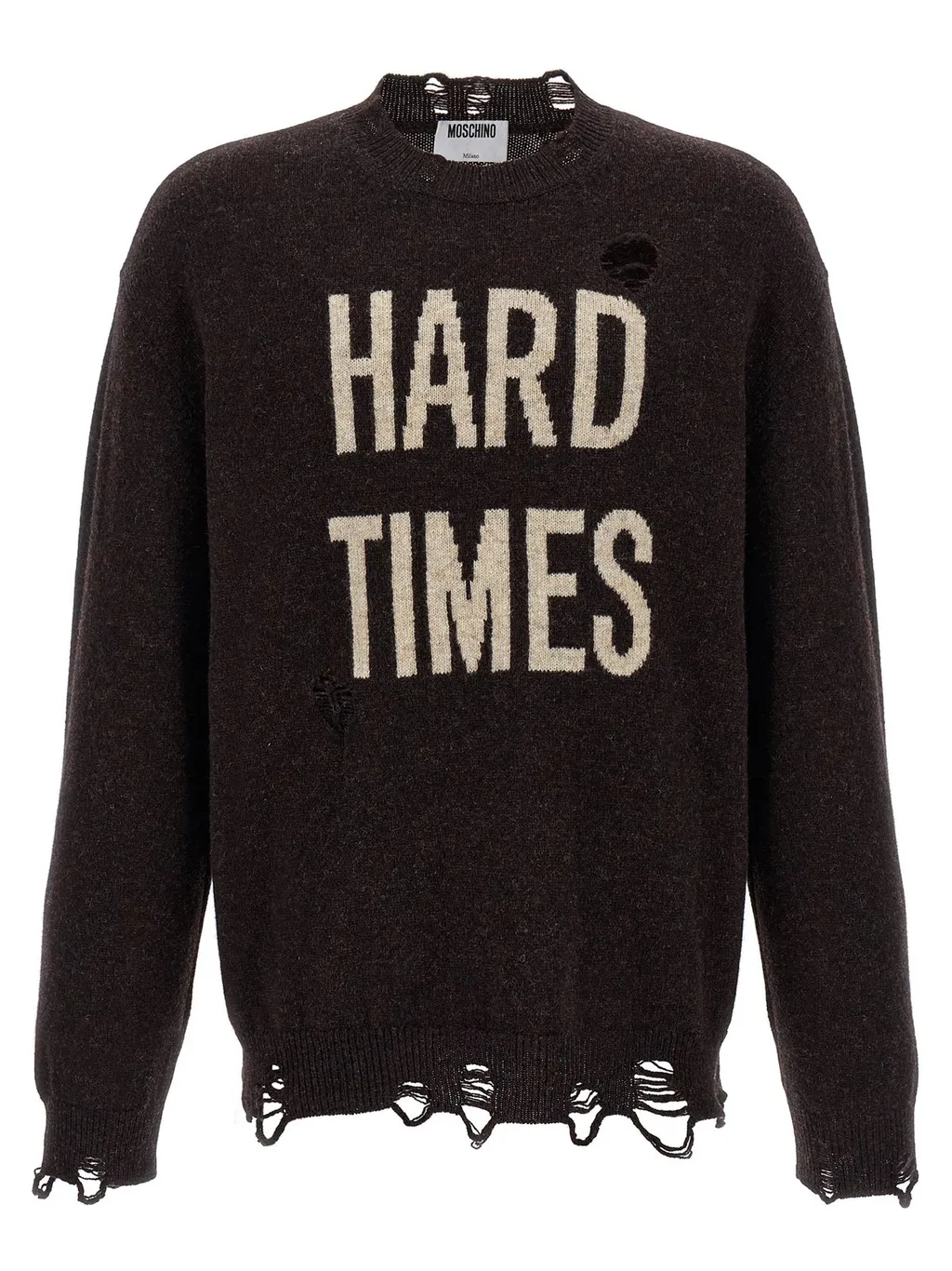 Moschino Hard Times Distressed Knitted Jumper