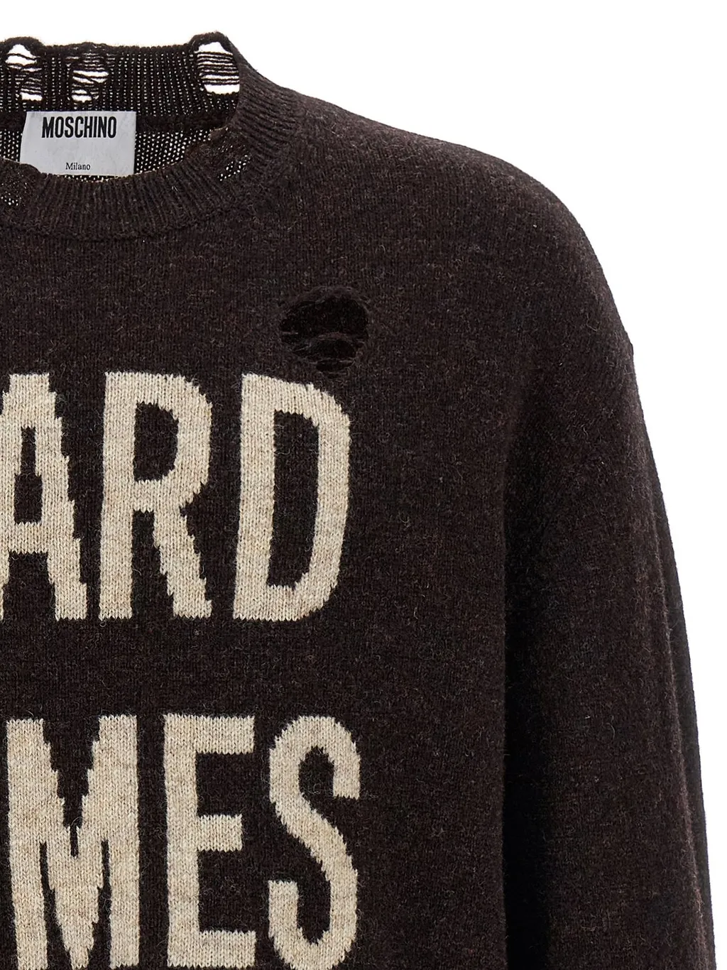 Moschino Hard Times Distressed Knitted Jumper