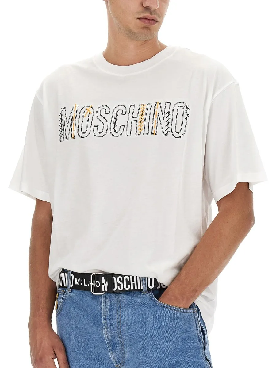 Moschino Logo Printed Crewneck T-Shirt