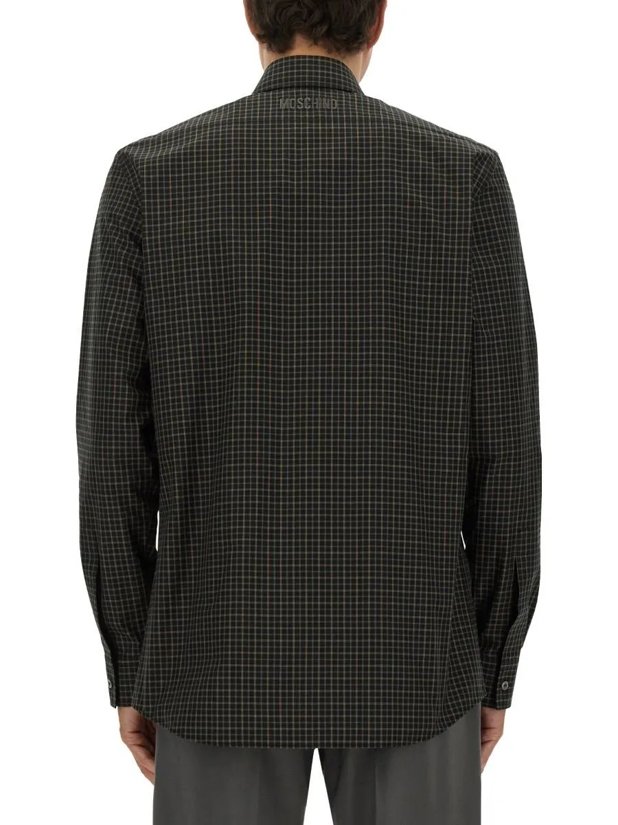 Moschino Goose Embroidered Checked Shirt